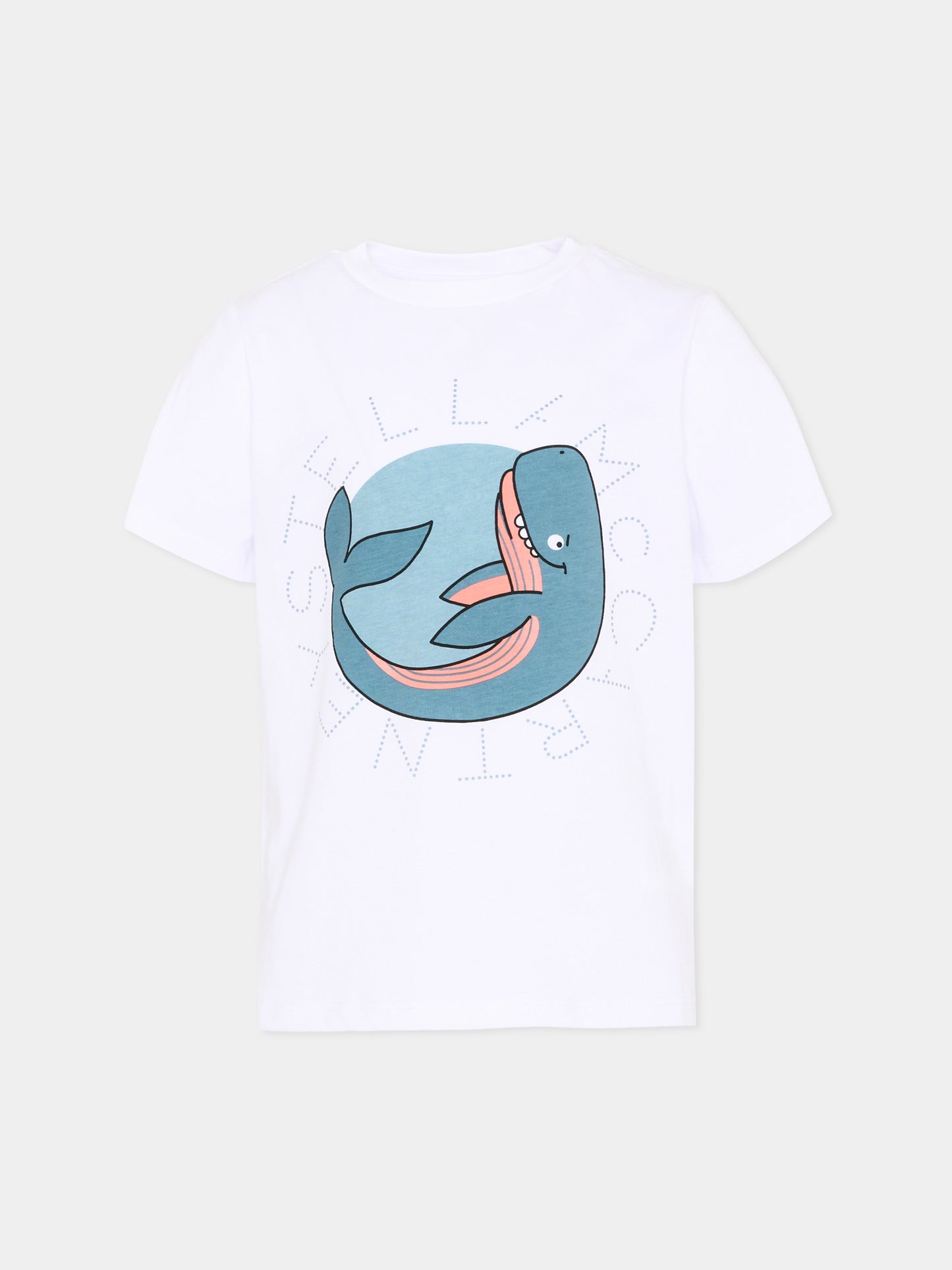 T-Shirt bianca per bambino con balena,Stella Mccartney Kids,TY8Q61-Z0434 100
