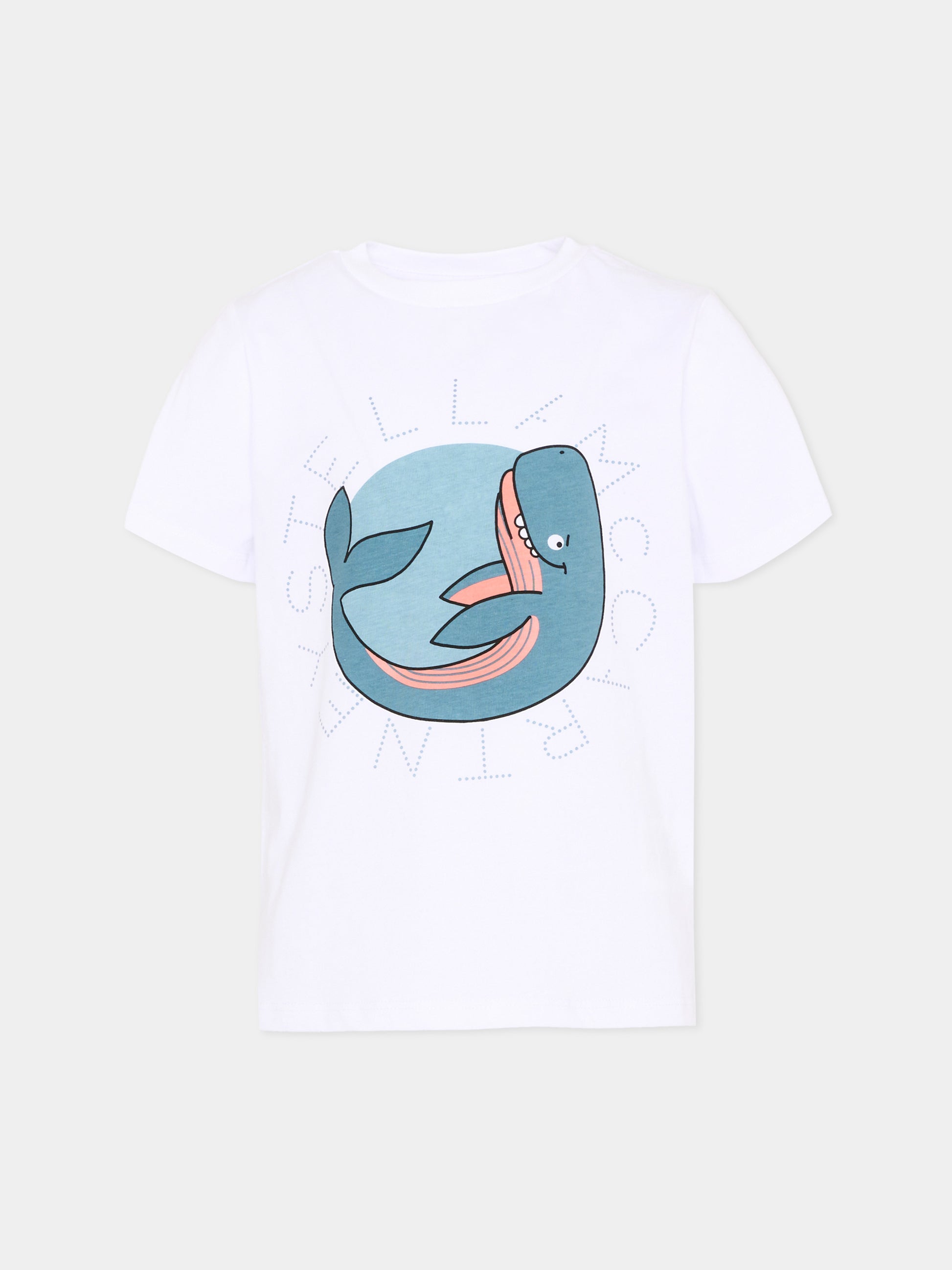 T-Shirt bianca per bambino con balena,Stella Mccartney Kids,TY8Q61-Z0434 100