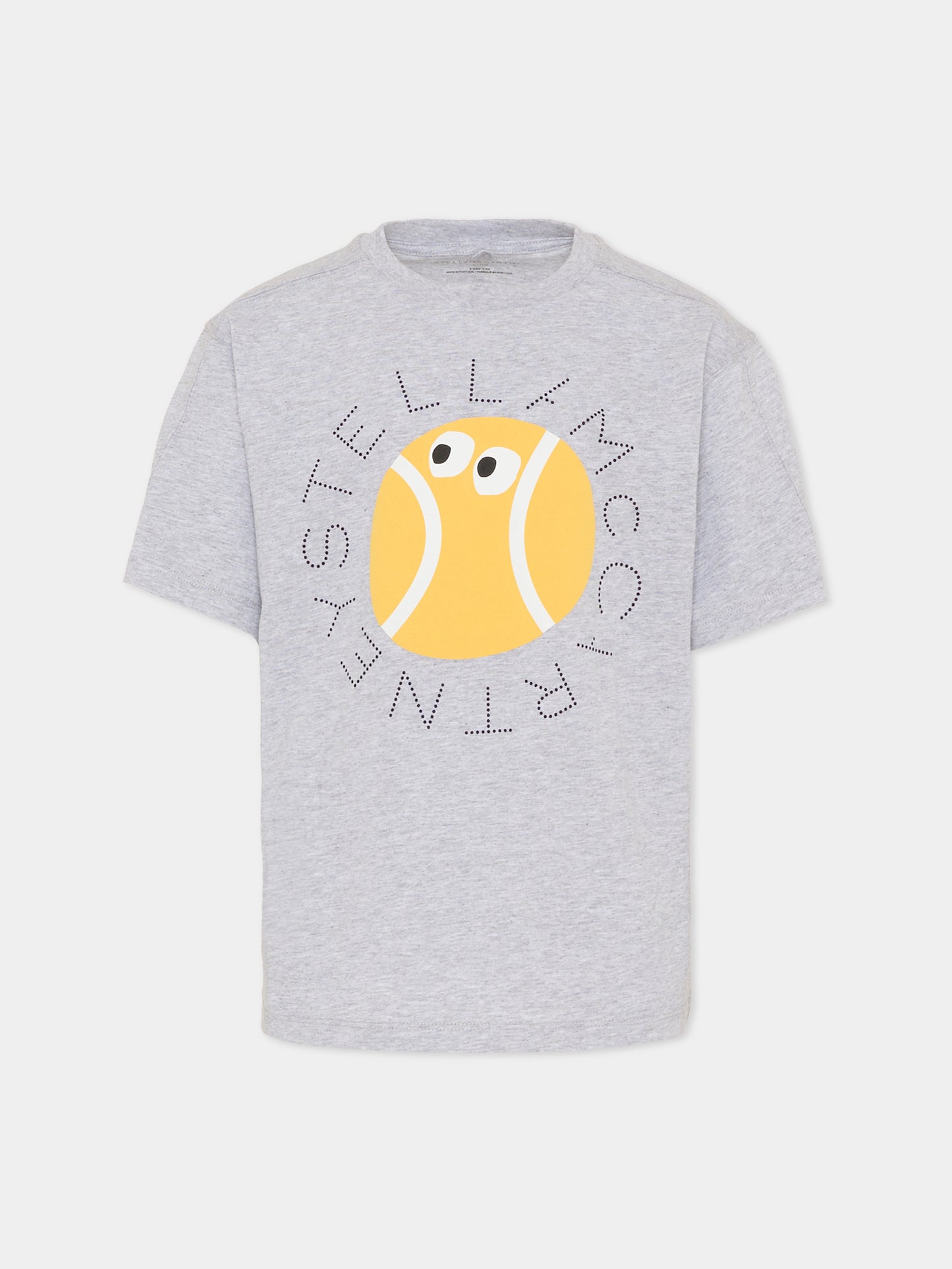 T-shirt grigia per bambino con stampa palla da tennis,Stella Mccartney Kids,TY8R21-Z0434 807