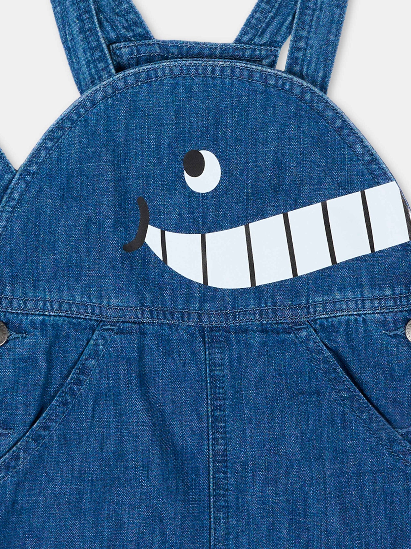 Salopette denim per neonato con balena,Stella Mccartney Kids,TYA522-Z0522 606