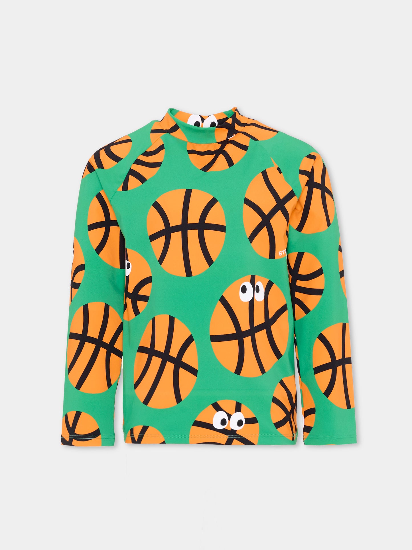 Anti UV verde per bambino con stampa basket,Stella Mccartney Kids,TYCP32-Z3519 769MC