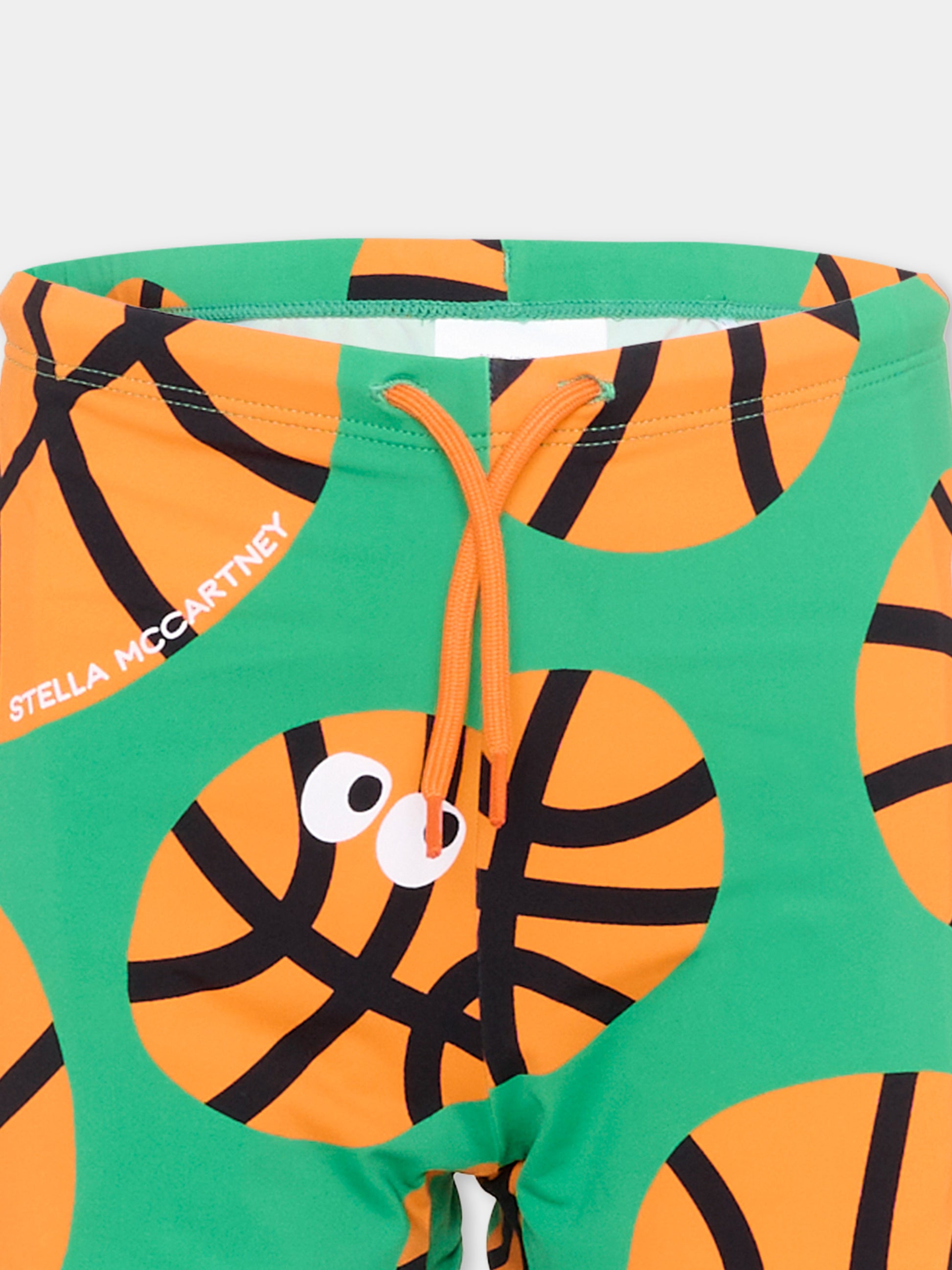 Boxer mare verde per bambino stampa basket,Stella Mccartney Kids,TYCP79-Z3519 769MC