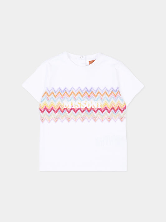 T-Shirt bianca per neonata con stampa,Missoni,MY8031-Z3672 100MC