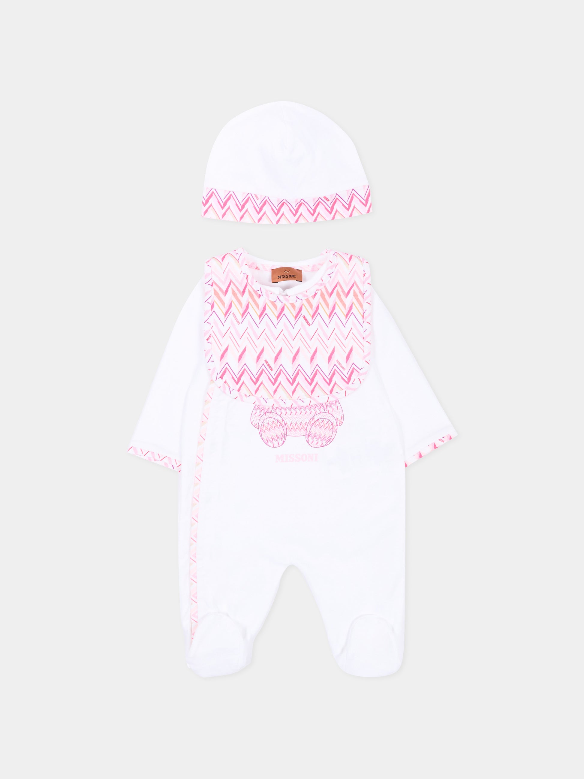Set tutina bianco per neonata con motivo chevron,Missoni,MYB030-Z3672 100FU
