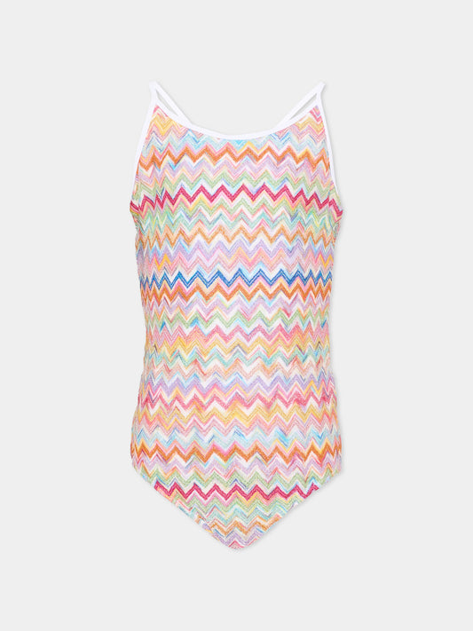 Costume intero multicolor per bambina chevron,Missoni,MYCA79-Q0107 999