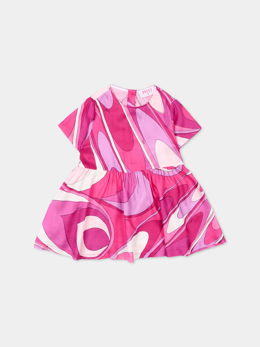 Vestito viola per neonata con stampa,Emilio Pucci Junior,PY1021-K0284 570BC