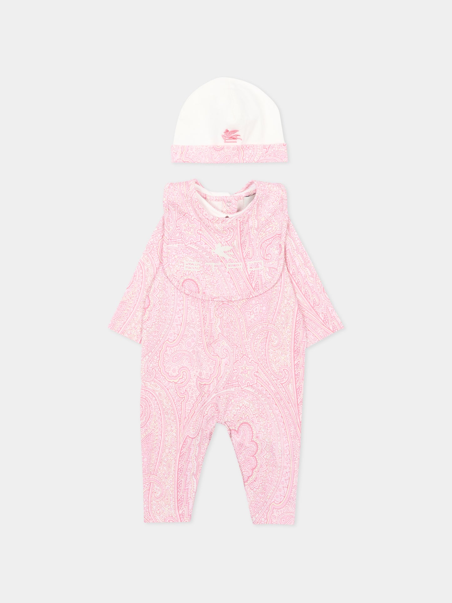Set tutina rosa per neonata con stampa paisley e logo,Etro,GYB530-Z3771 502