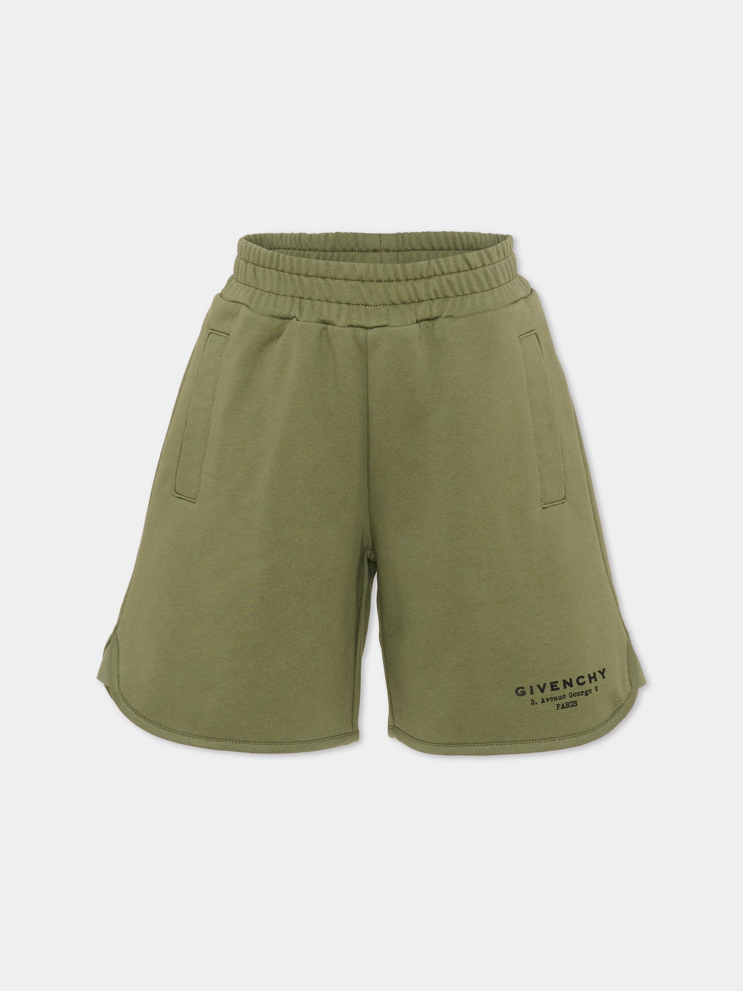 Shorts sportivi verdi per bambino con logo,Givenchy Kids,H31104 645
