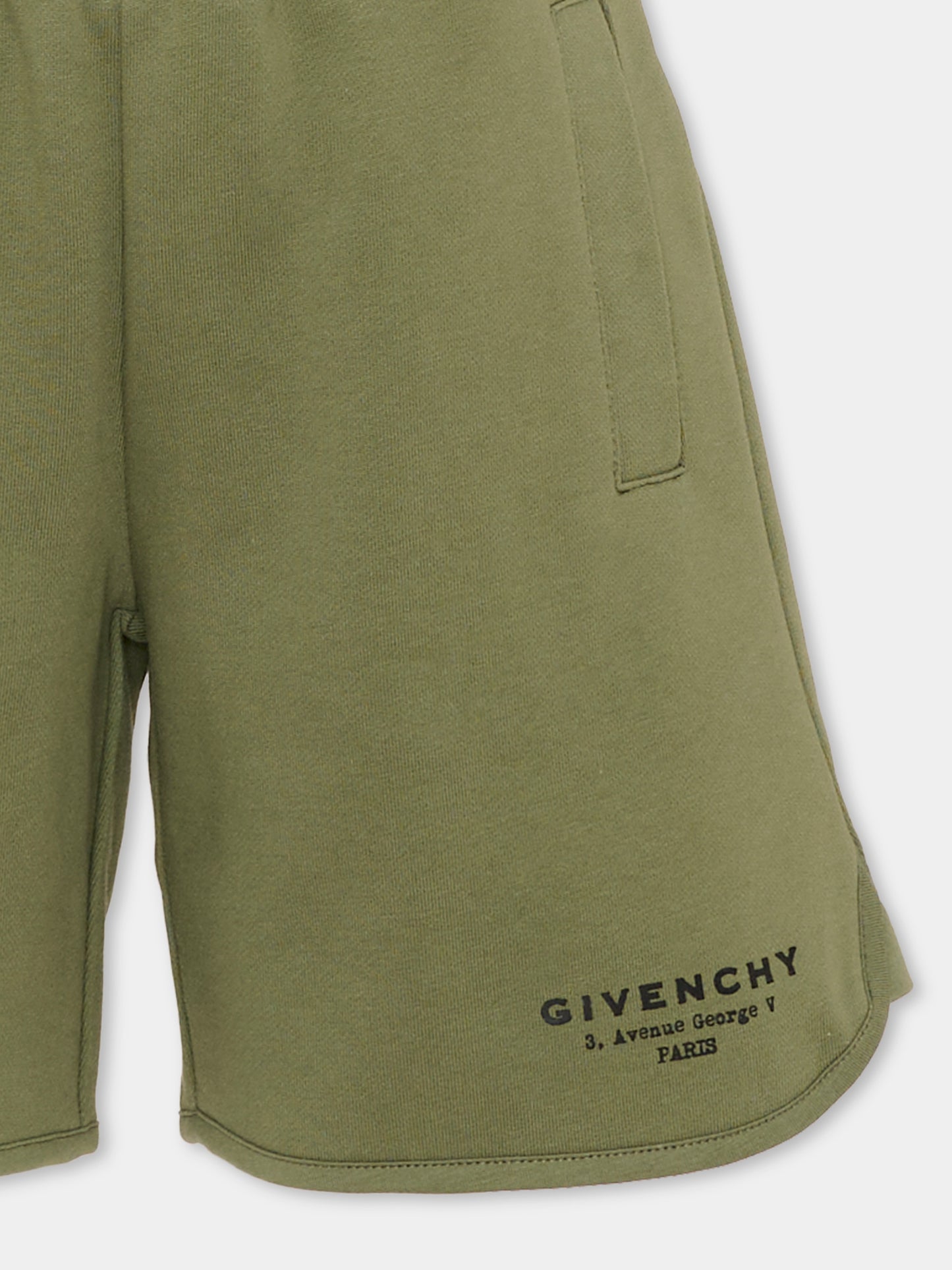 Shorts sportivi verdi per bambino con logo,Givenchy Kids,H31104 645