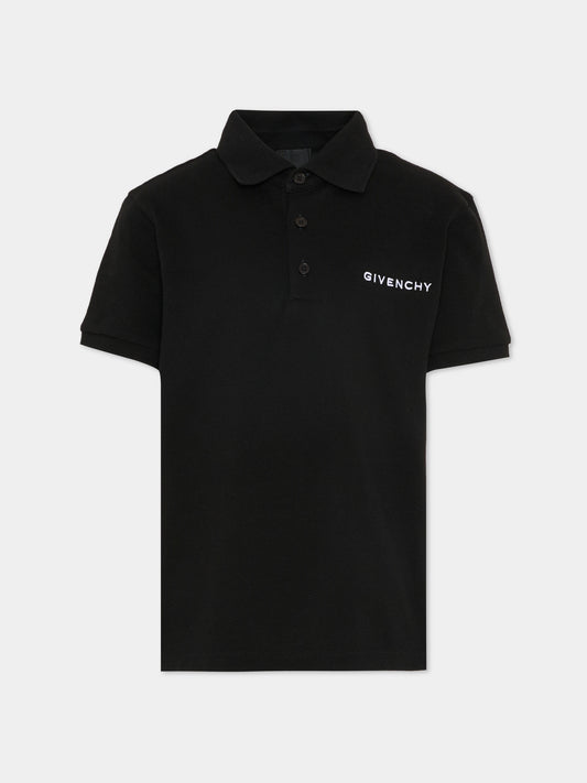 Polo nera per bambino con logo,Givenchy Kids,H31121 09B