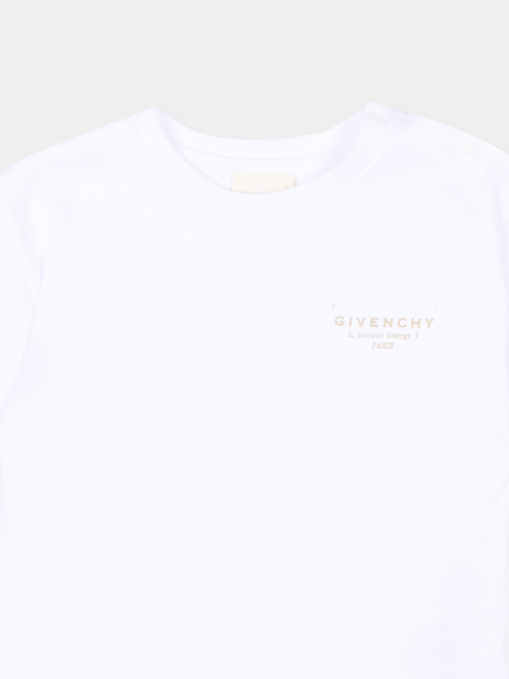 T-Shirt bianca per neonata con logo,Givenchy Kids,H31184 10P