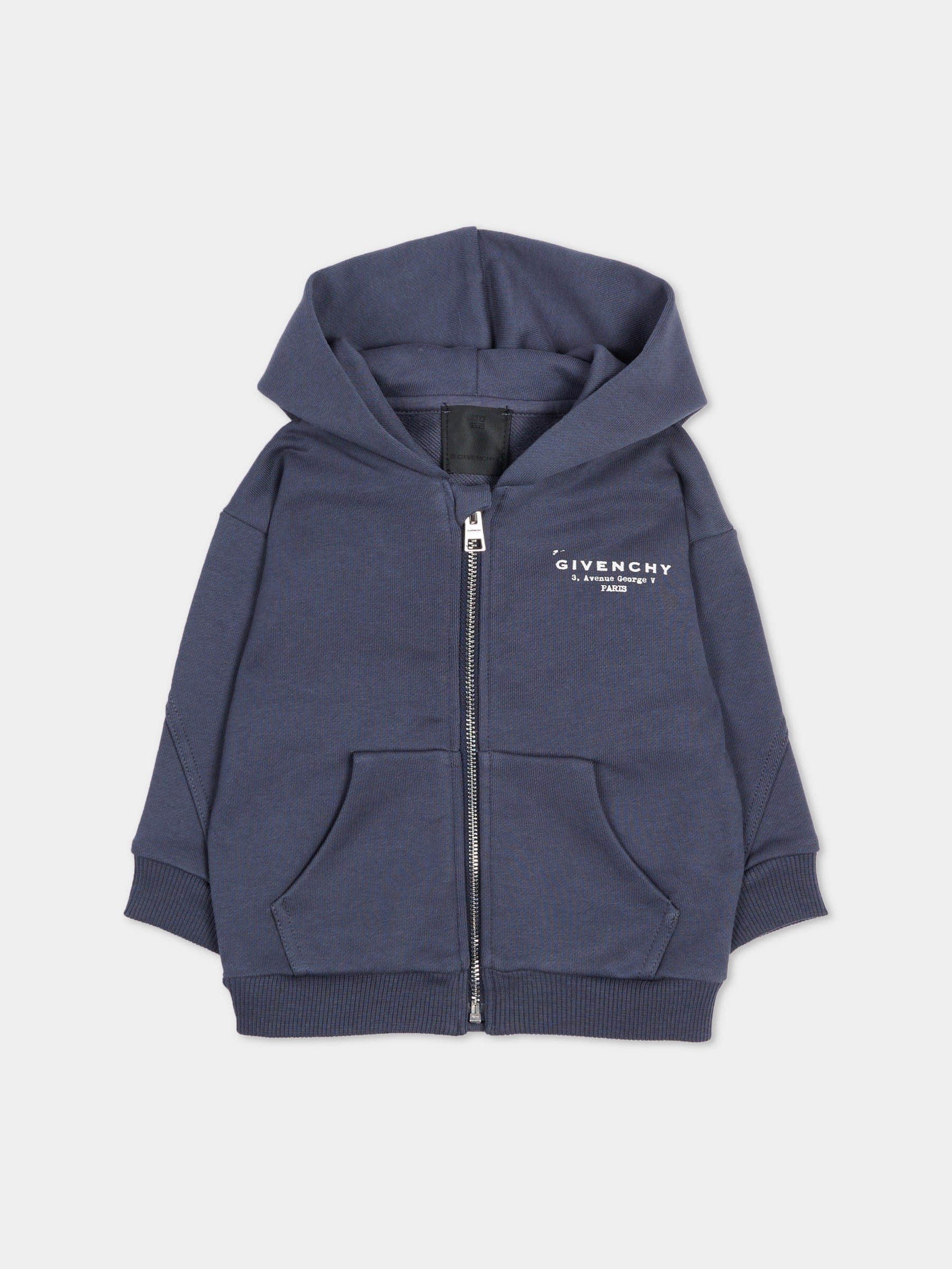 Felpa grigia per neonato con logo,Givenchy Kids,H31195 061