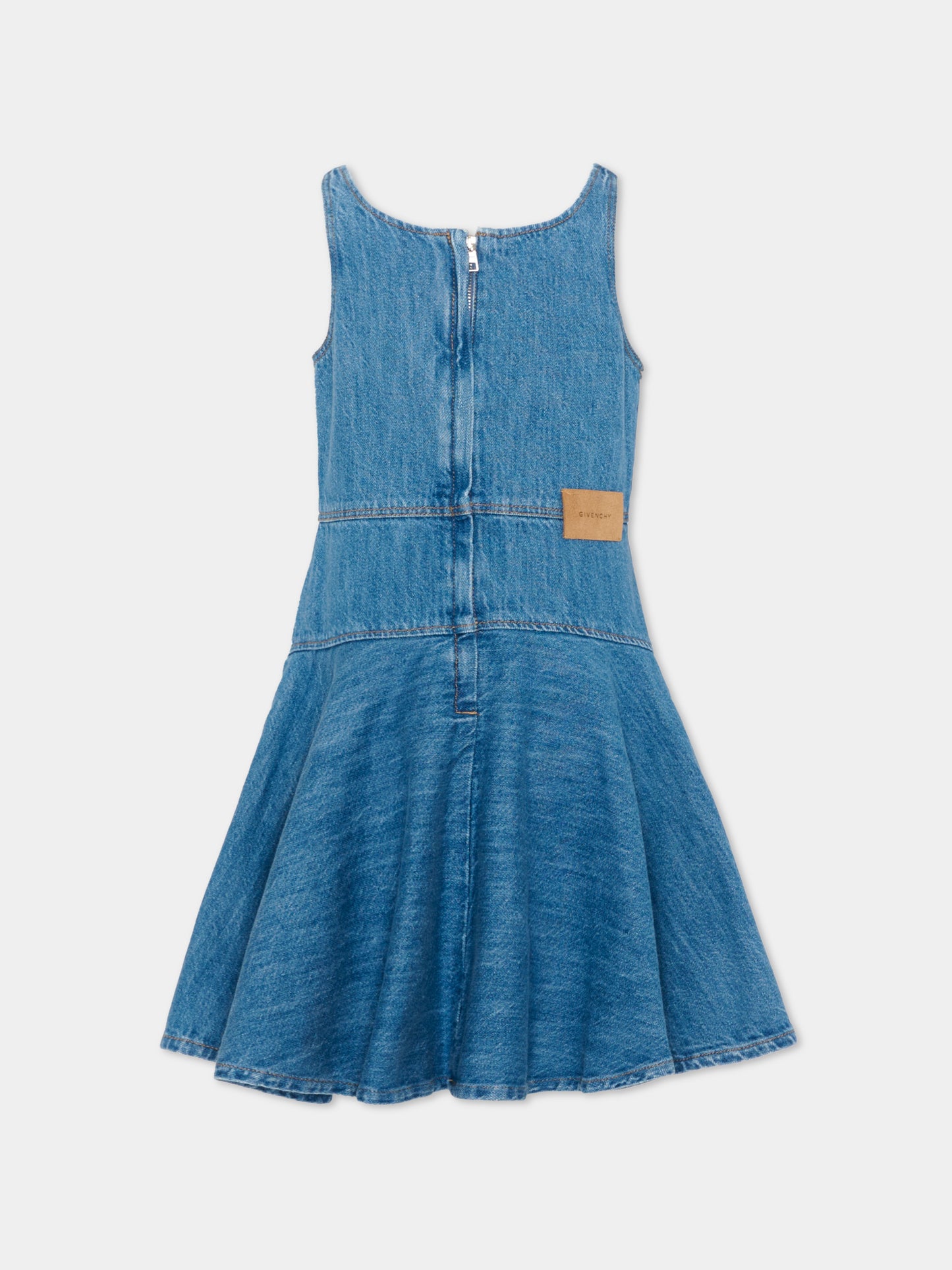 Vestito denim per bambina con patch logo,Givenchy Kids,H31217 Z10