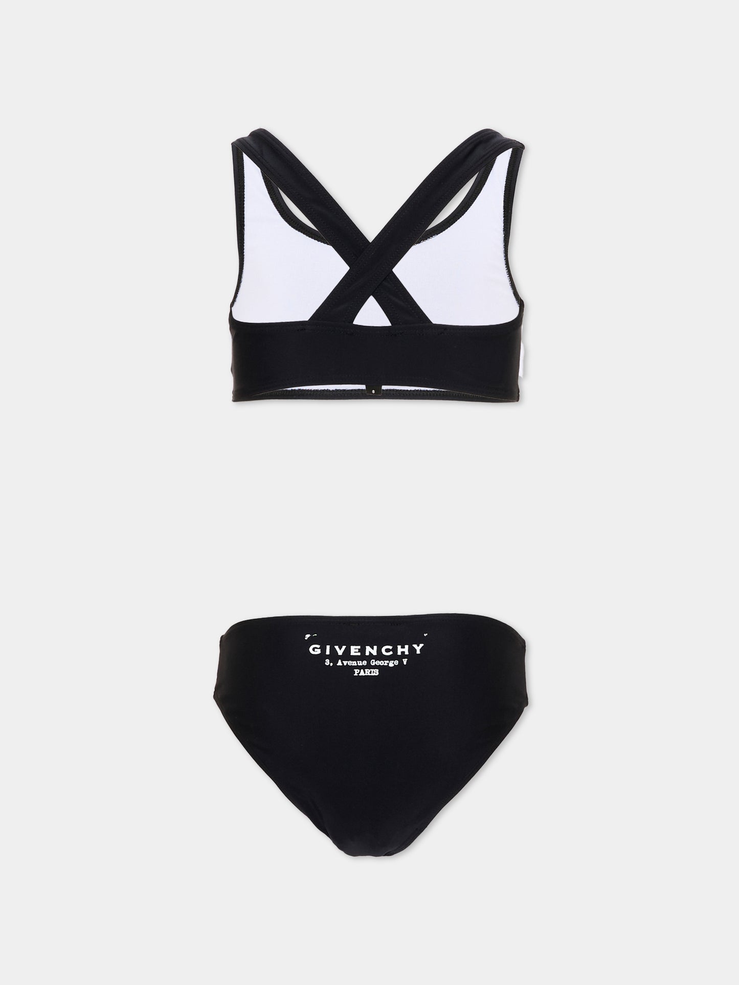 Slip e bikini nero per bambina con logo,Givenchy Kids,H31218 09B