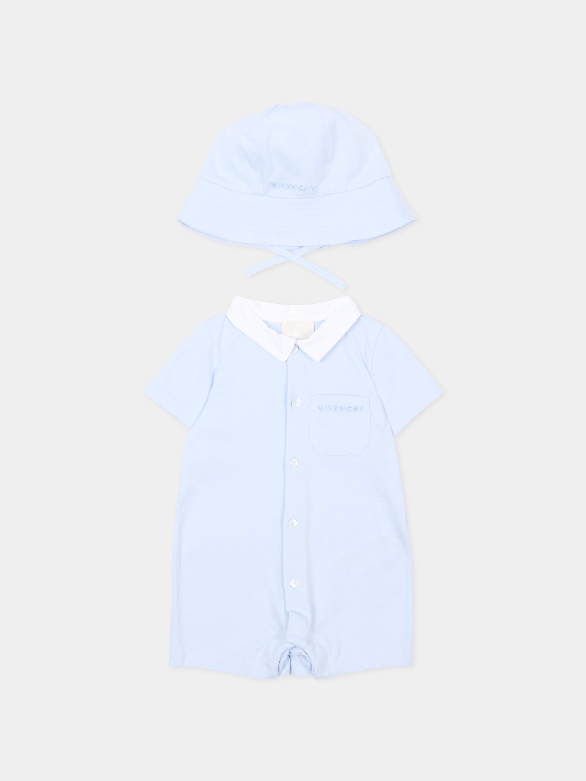 Pagliaccetto celeste per neonato con cloche,Givenchy Kids,H31253 771