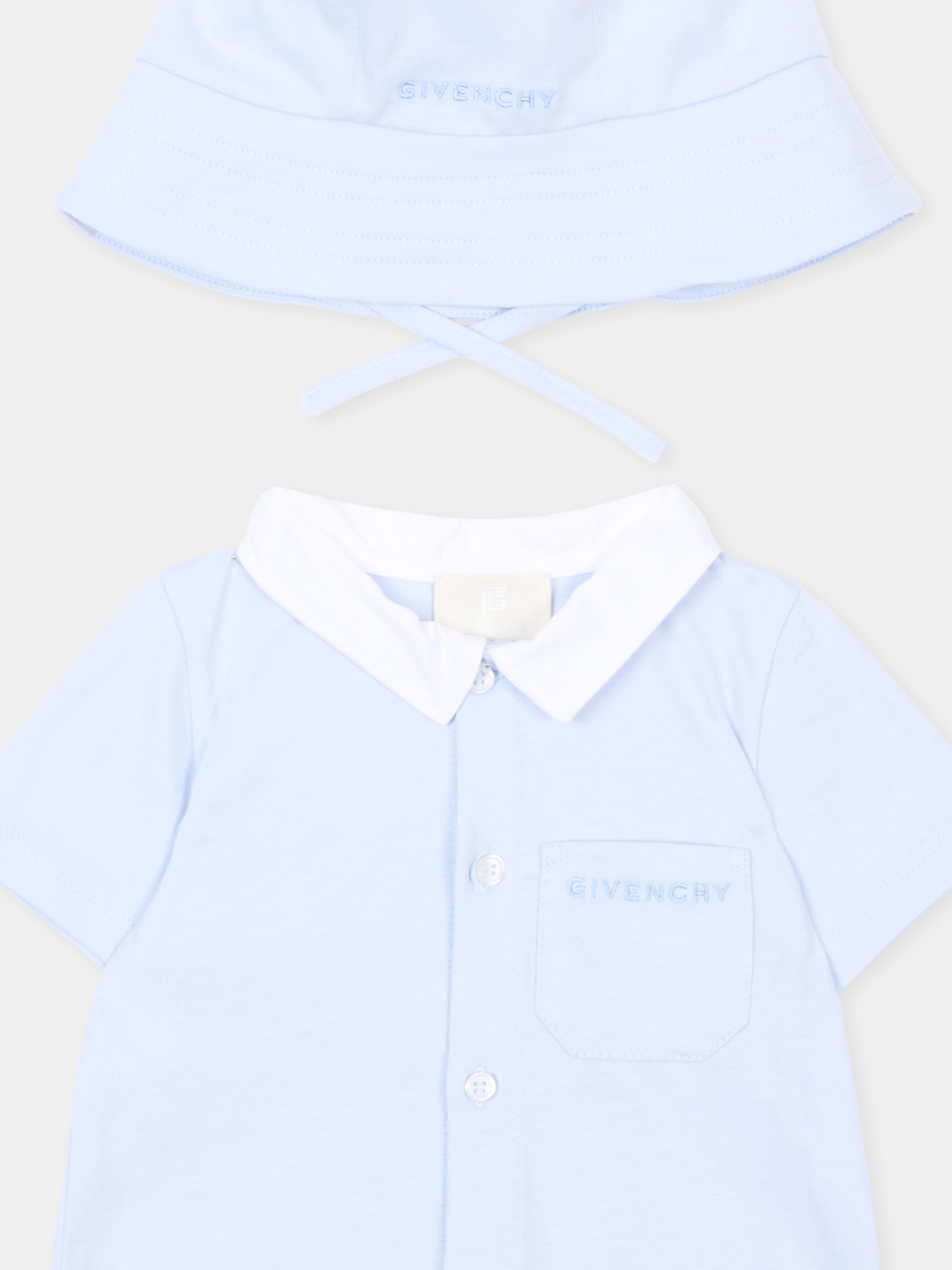 Pagliaccetto celeste per neonato con cloche,Givenchy Kids,H31253 771