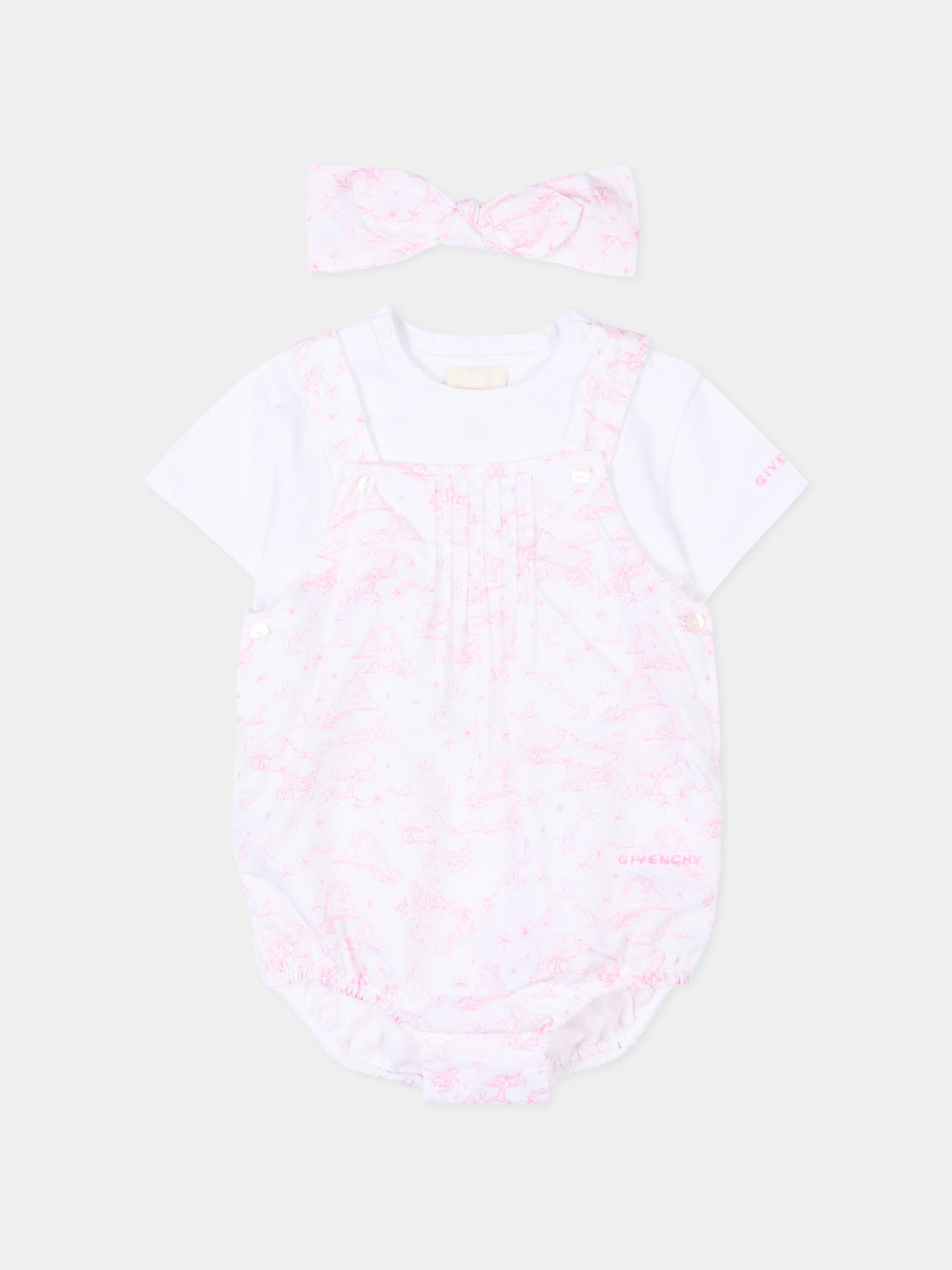 Salopette multicolor per neonata con fascia,Givenchy Kids,H31267 N54