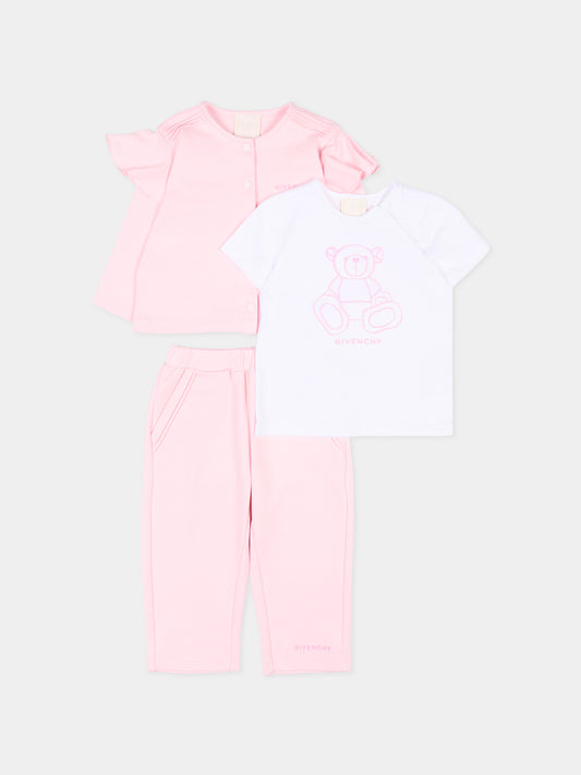 Completo sportivo rosa per neonata con logo,Givenchy Kids,H31270 44Z