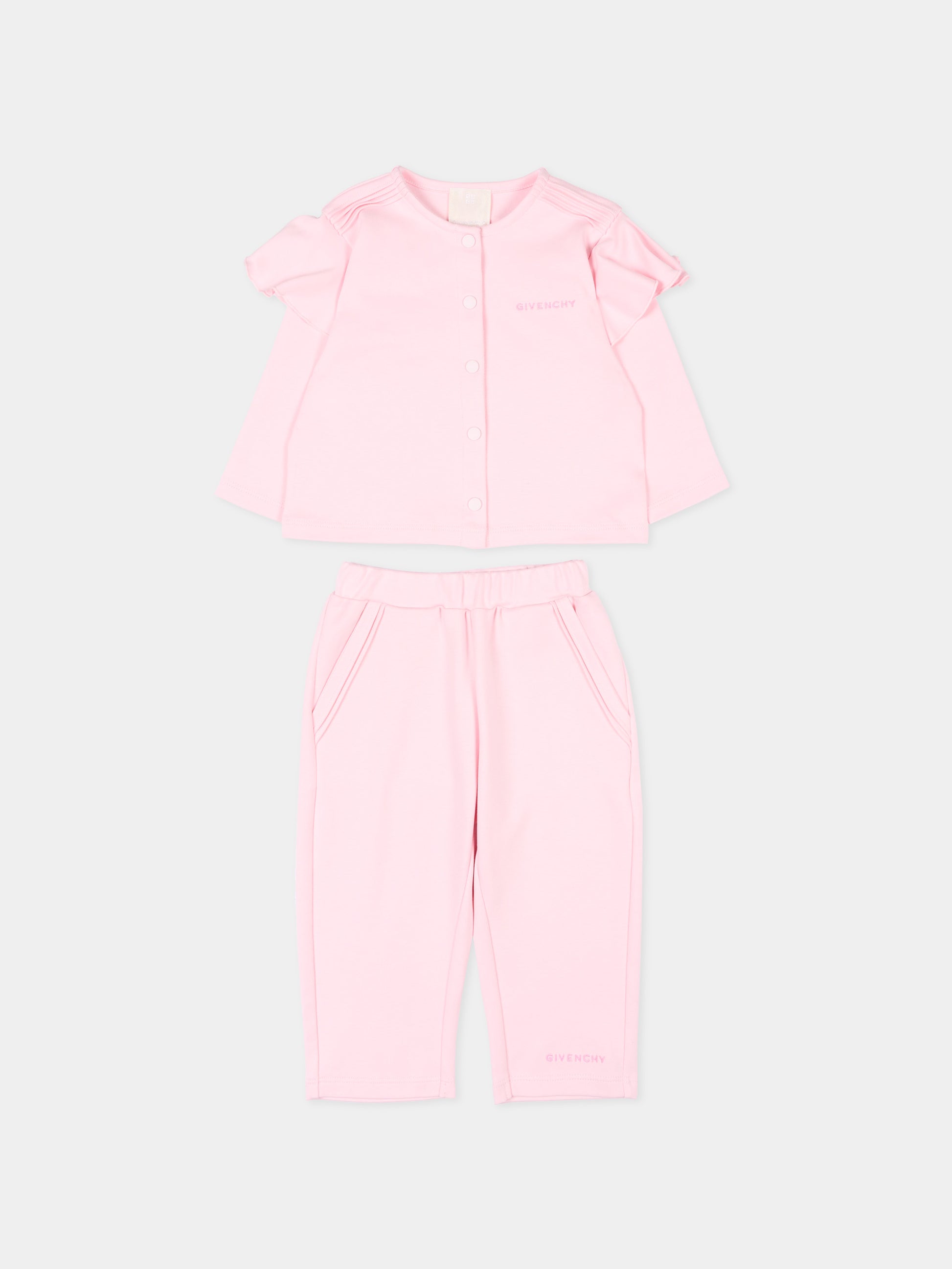 Completo sportivo rosa per neonata con logo,Givenchy Kids,H31270 44Z