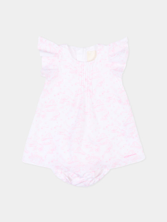 Vestito bianco per neonata con stampa rosa,Givenchy Kids,H31271 N54