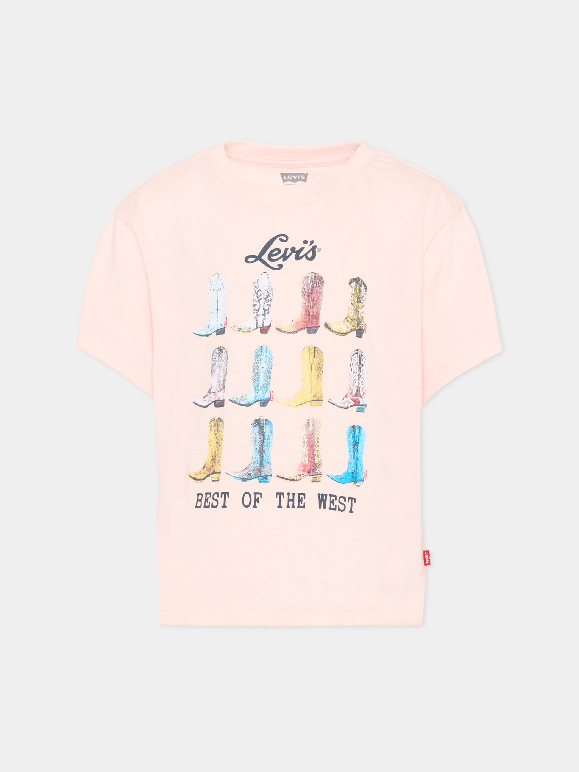 T-shirt rosa con stampa western per bambina,Levi's Kids,4EP785 AKR
