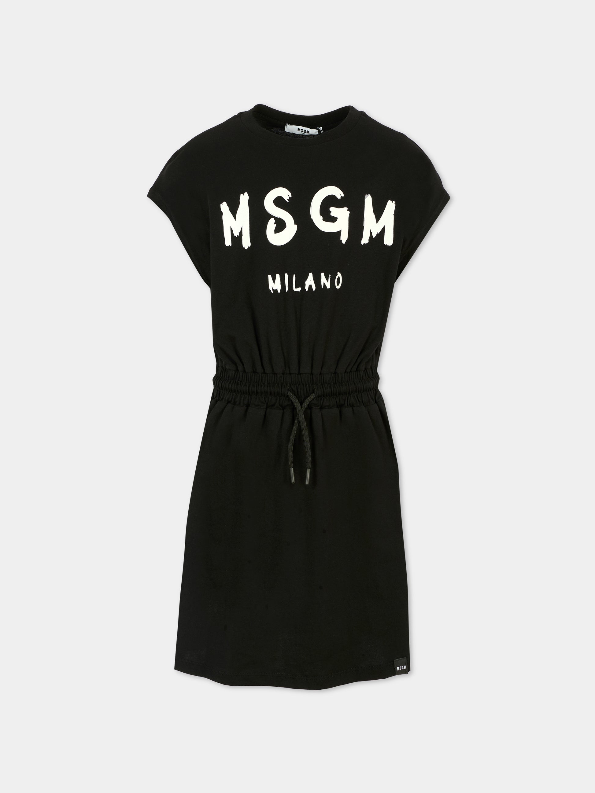 Vestito nero per bambina con logo,Msgm Kids,MS029327 110