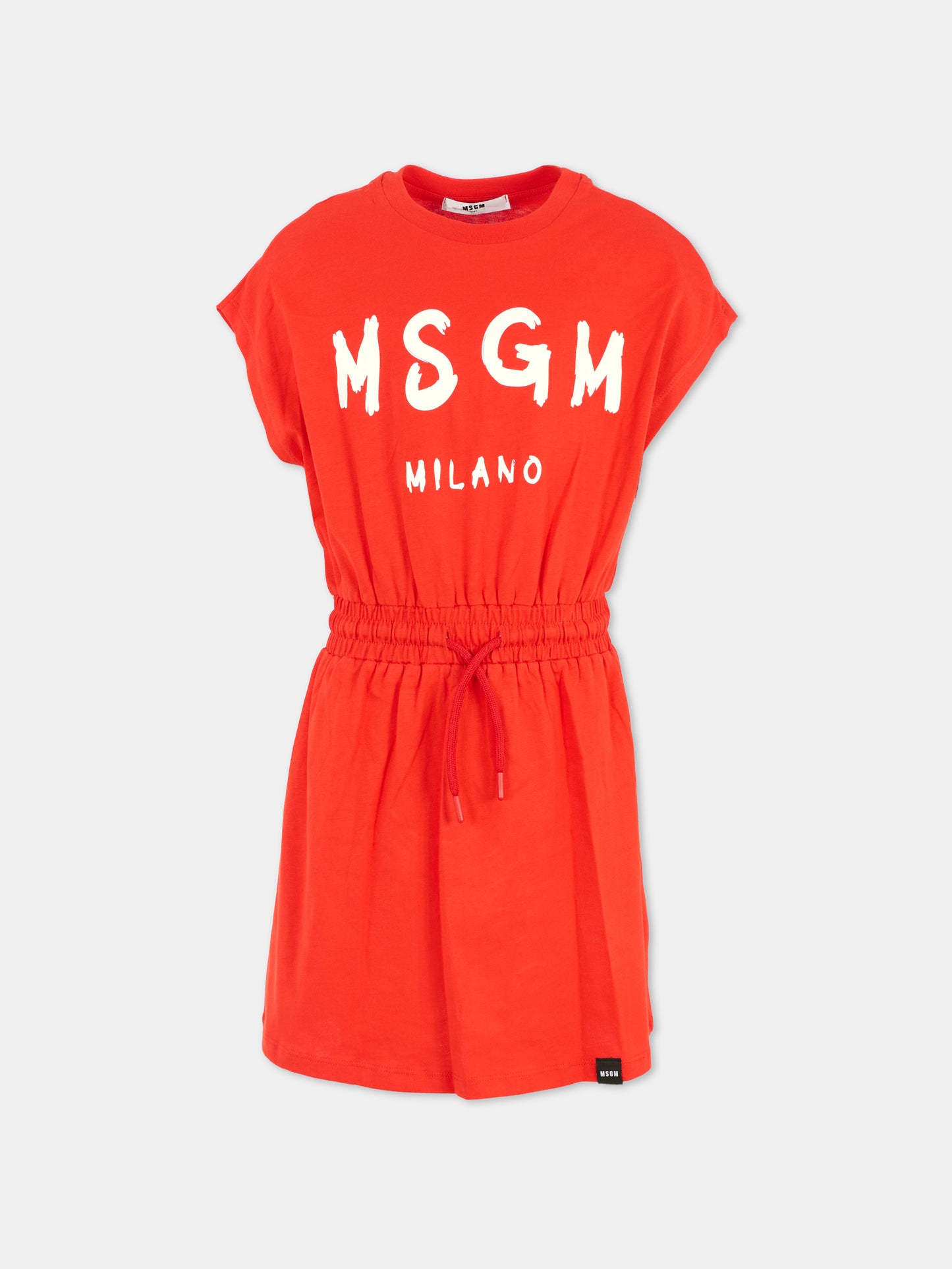 Vestito rosso per bambina con logo,Msgm Kids,MS029327 040
