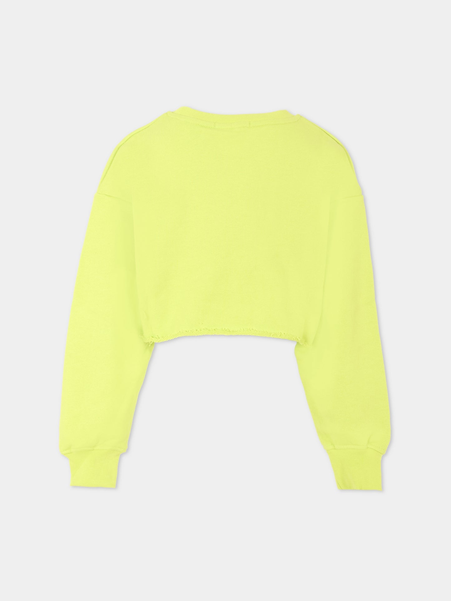 Felpa crop gialla per bambina con logo,Msgm Kids,MS029449 086