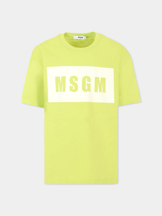 T-shirt gialla per bambini con logo,Msgm Kids,MS029317 086
