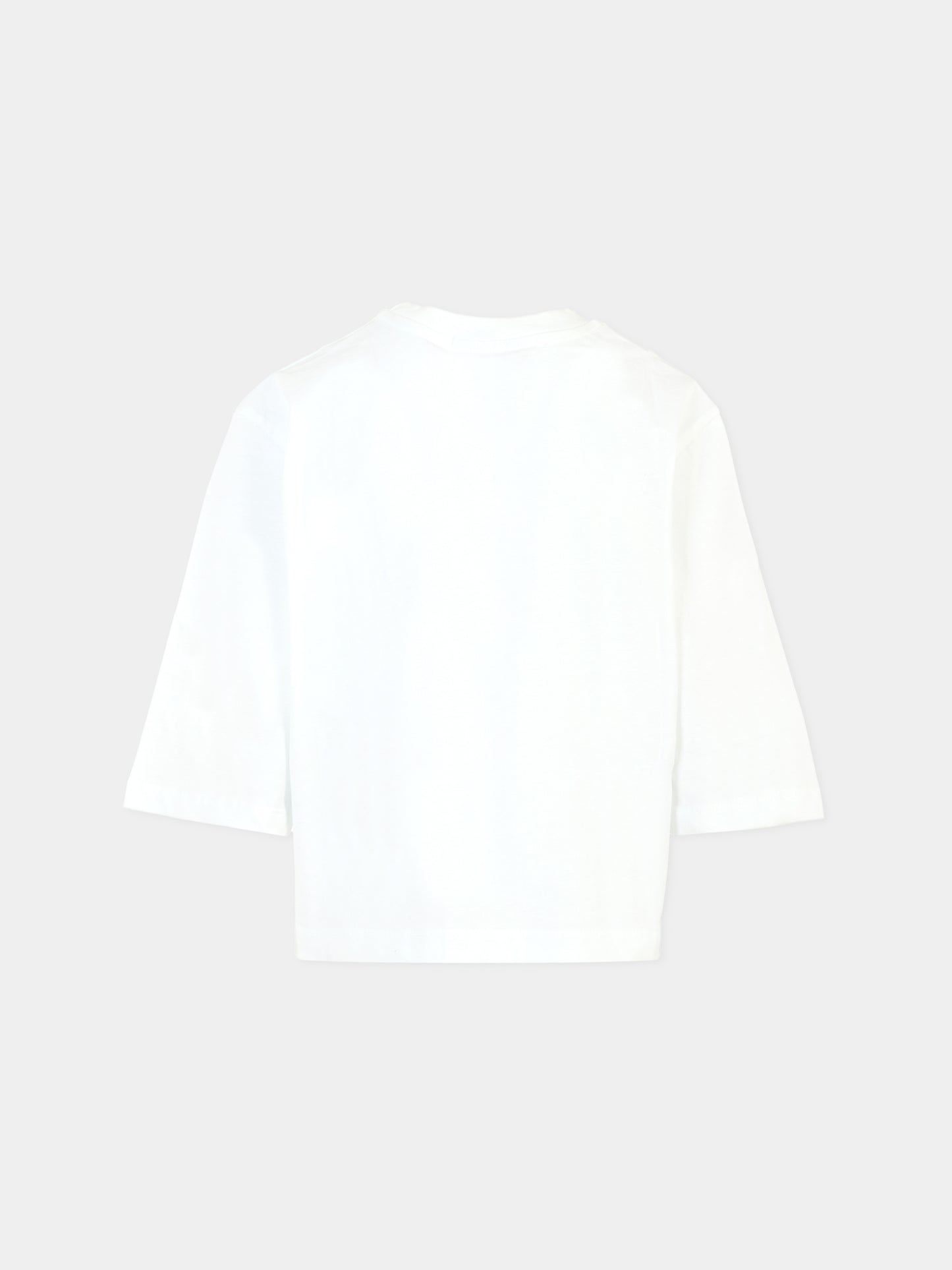 T-shirt crop bianca per bambina con gatto,Msgm Kids,MS029453 001