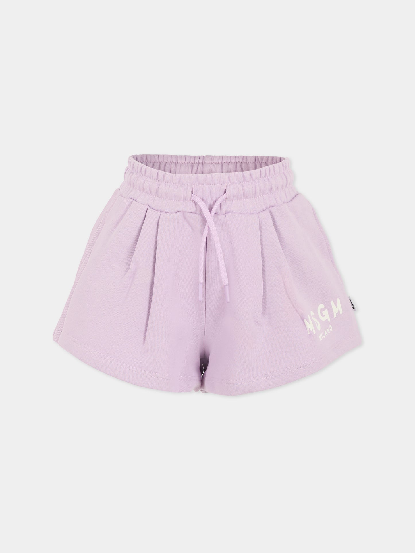 Shorts lilla per bambina con logo,Msgm Kids,MS029329 071