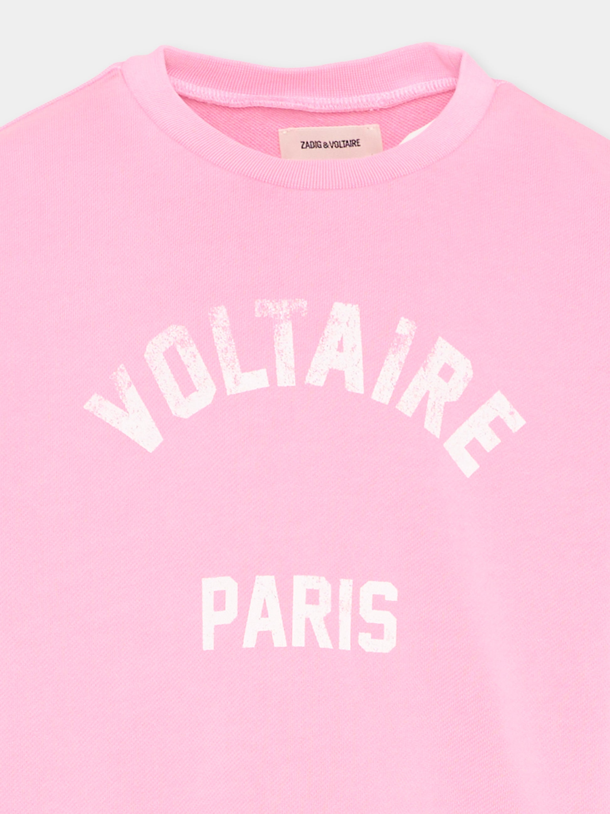 Felpa rosa per bambina con logo,Zadig & Voltaire Kids,X60540 47F