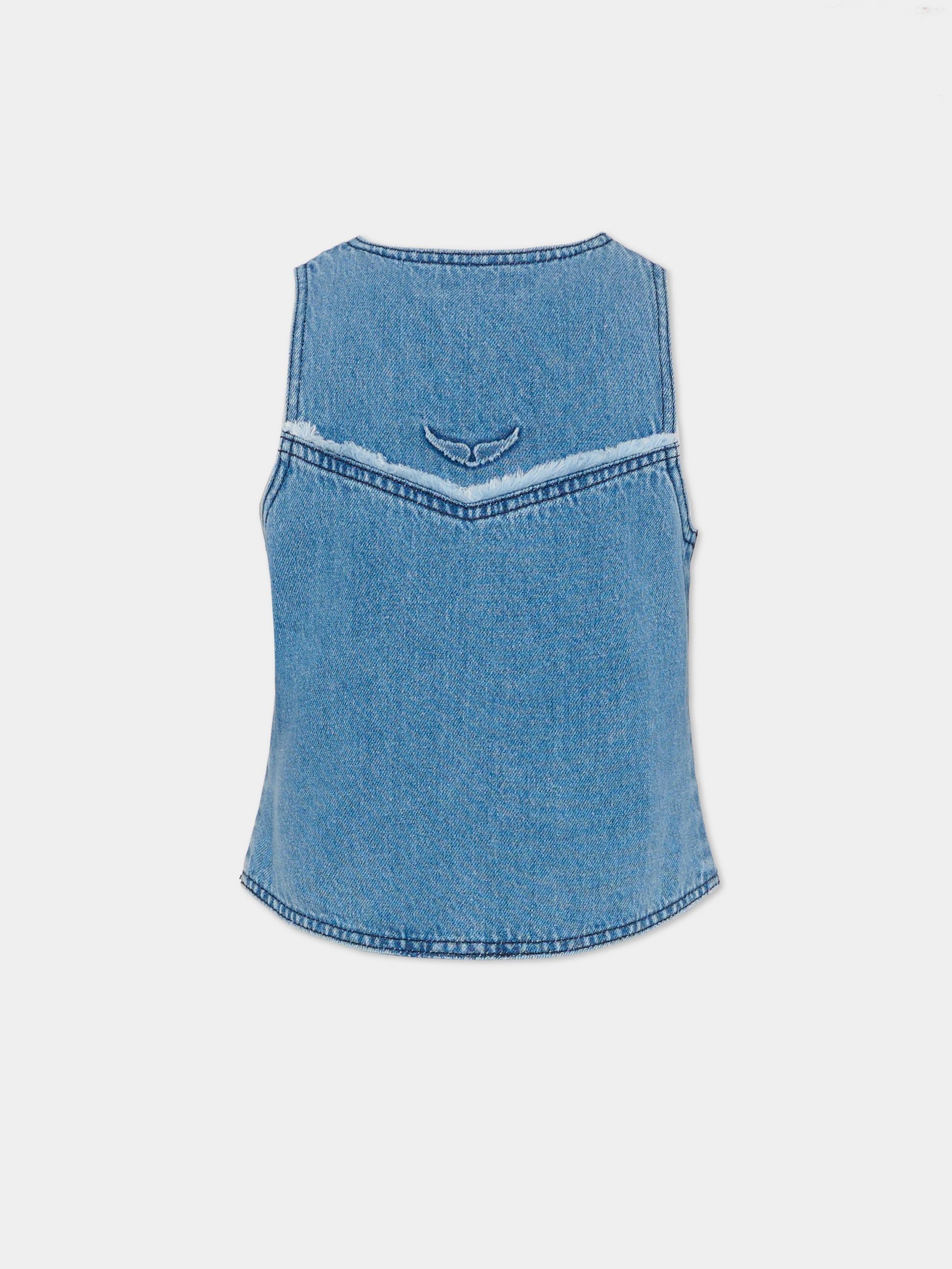 Gilet denim per bambina con strass,Zadig & Voltaire Kids,X60571 Z13
