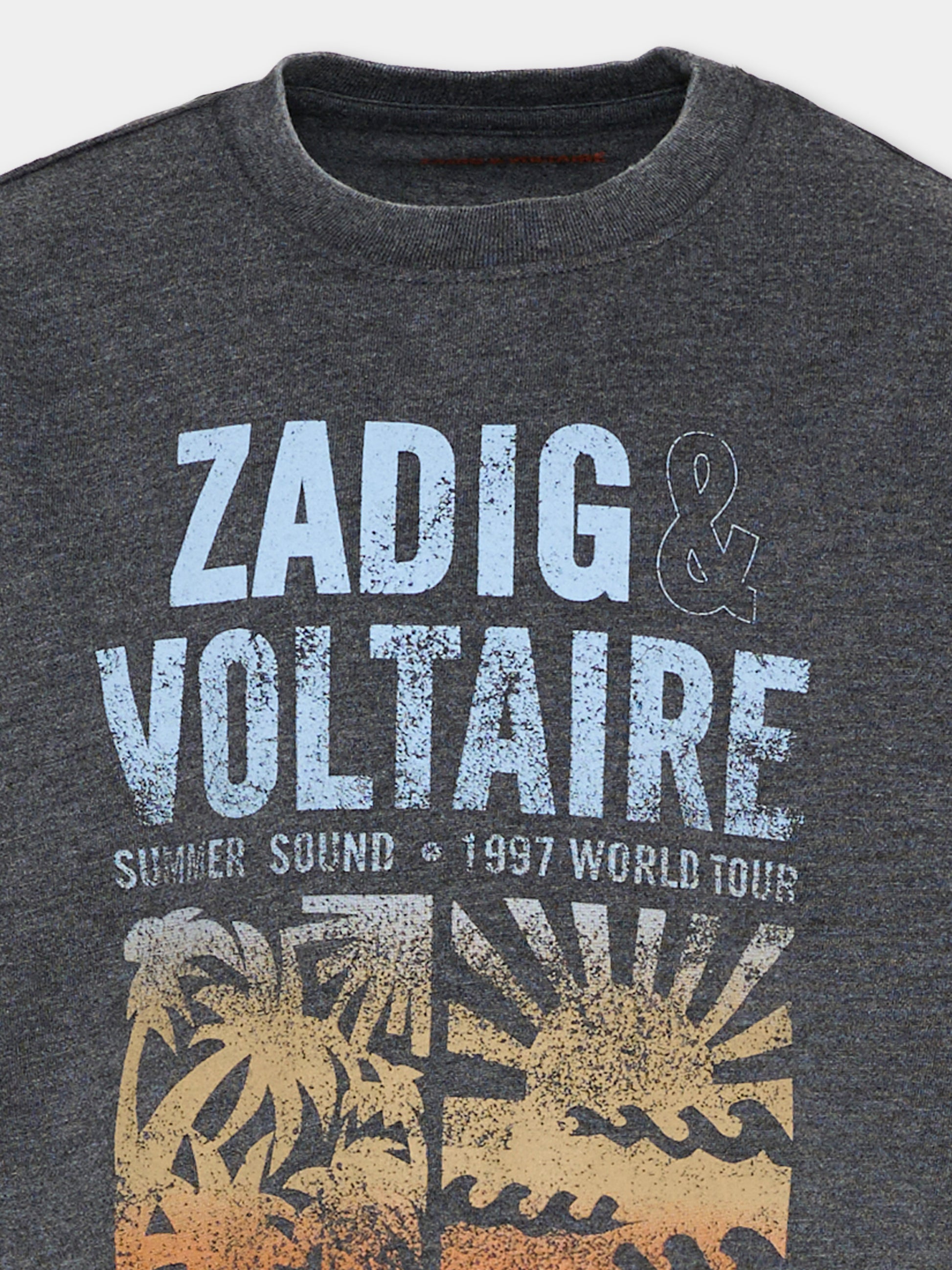 T-shirt nera per bambina con logo,Zadig & Voltaire Kids,X60586 09B