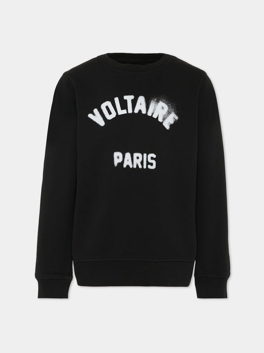 Felpa nera per bambino con logo,Zadig & Voltaire Kids,X60600 09B