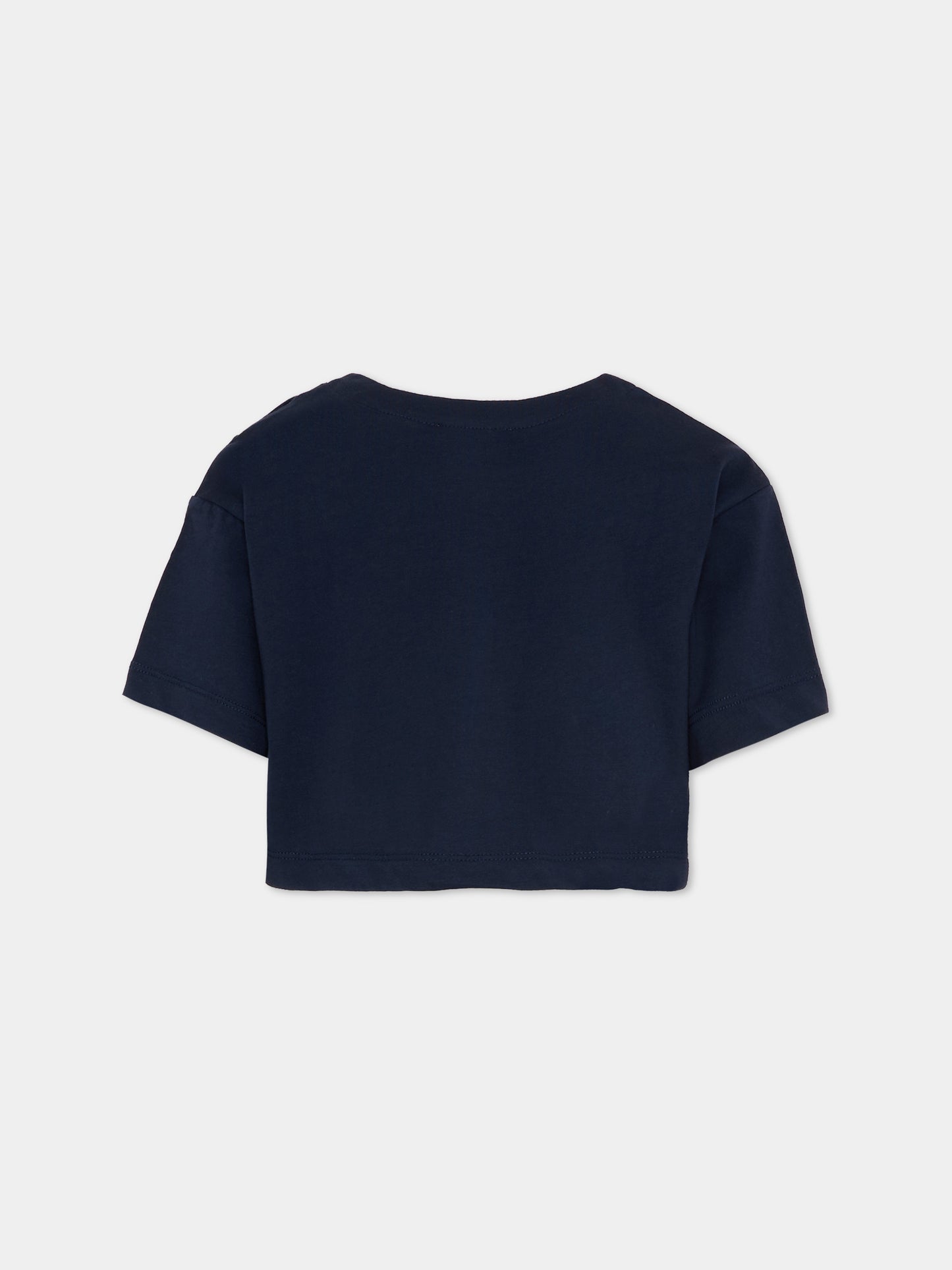 T-shirt blu per bambina con logo,Michael Kors,R30605 849