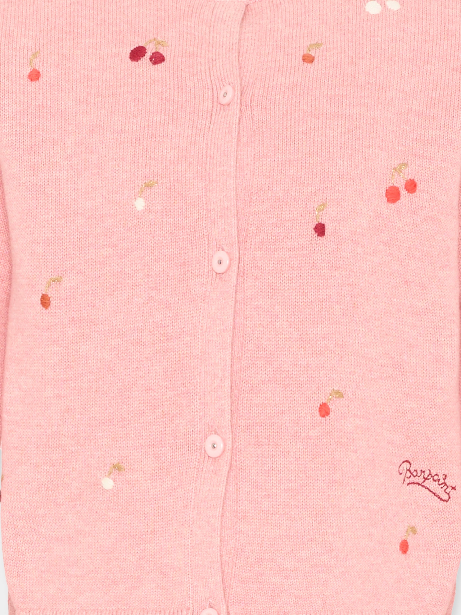 Cardigan rosa per bambina con ciliegie,Bonpoint,S06GCAK00019 124A