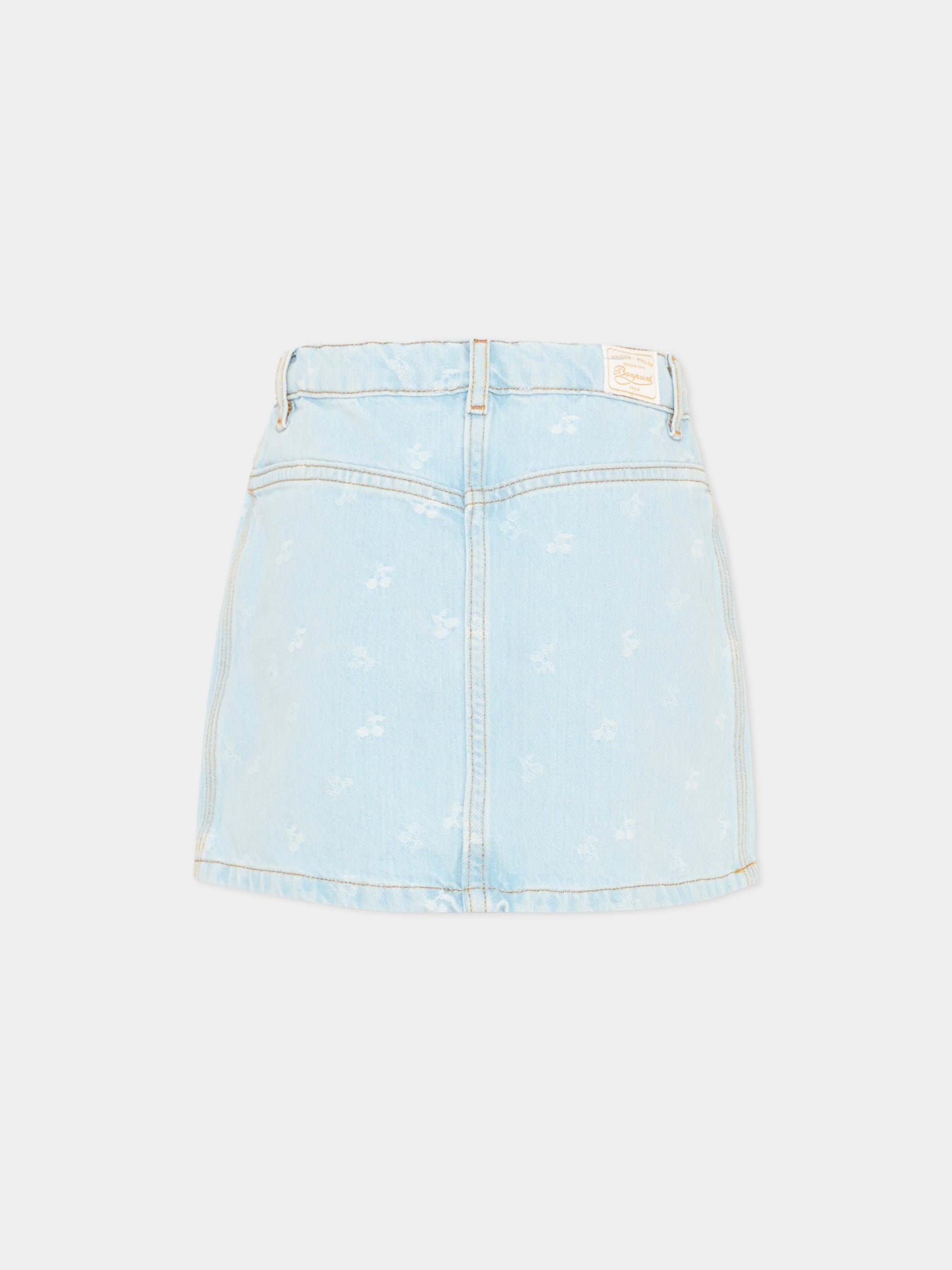 Gonna denim per bambina con ciliegie,Bonpoint,S06GSKW00008 610