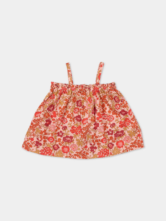 Top multicolor per neonata con stampa floreale,Bonpoint,S06XBLW00010 520