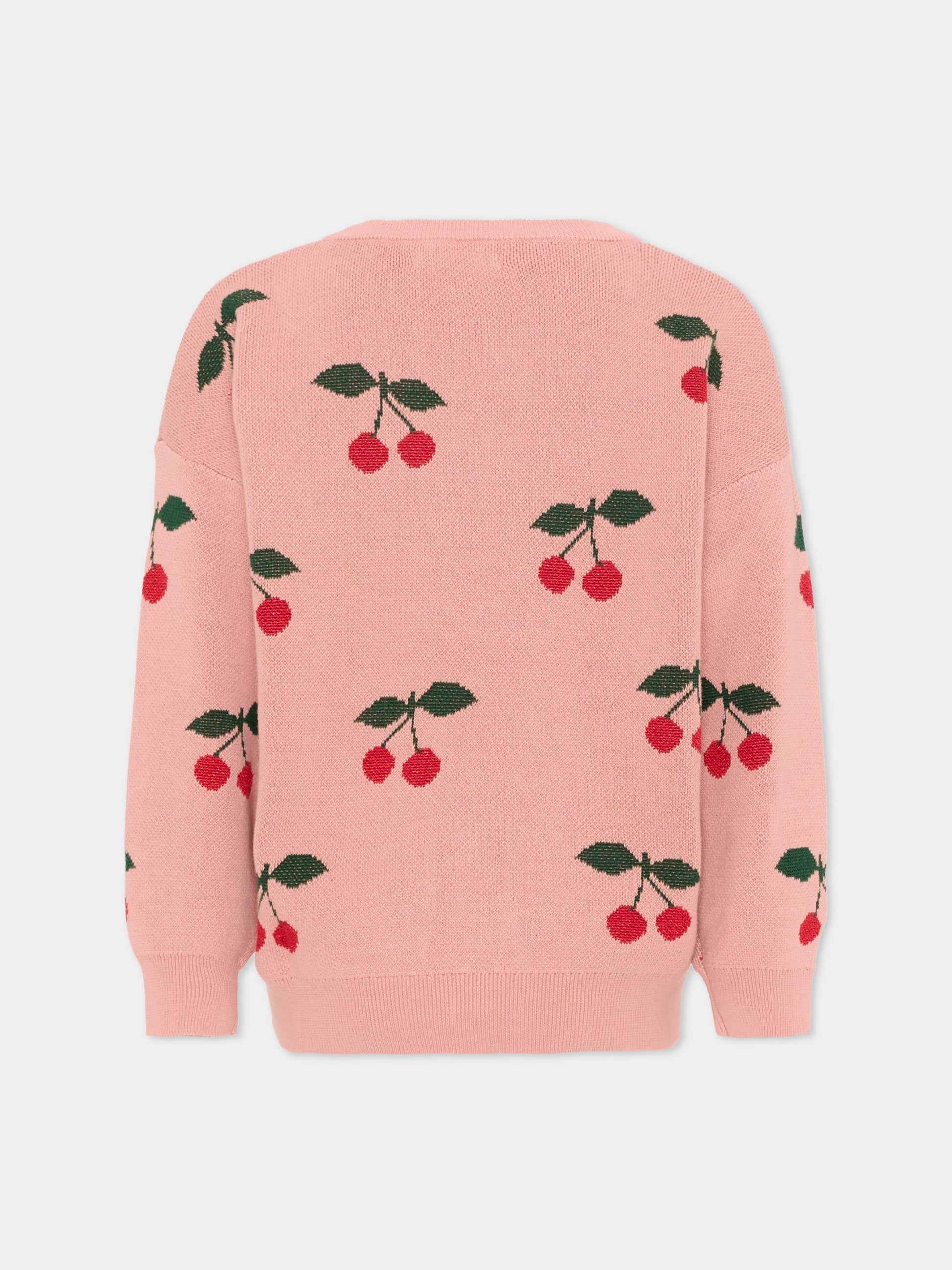 Maglione rosa per bambina con ciliegie,Konges Sløjd,KS104928 CHERRY