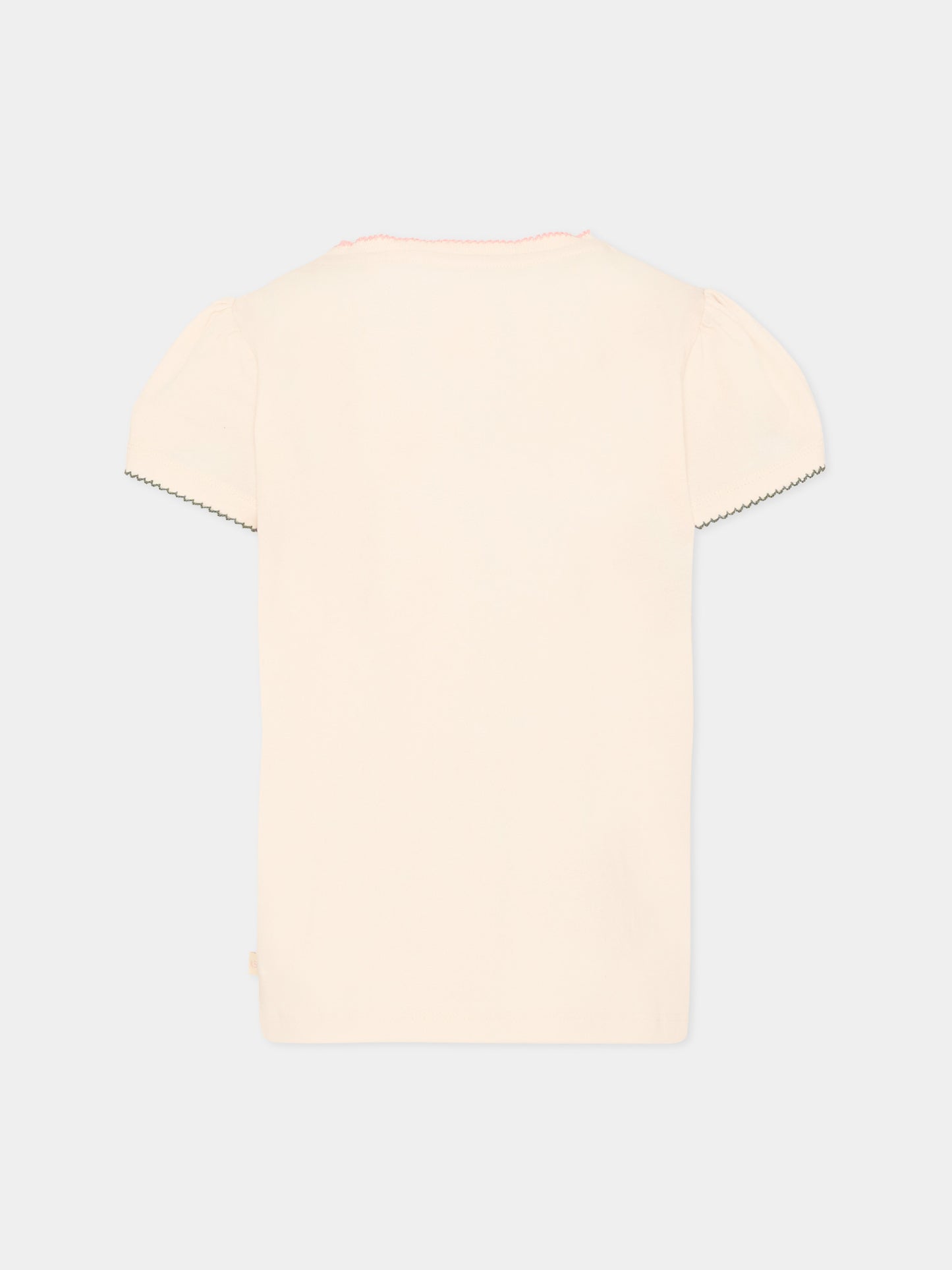 T-Shirt avorio per bambina con paillettes,Konges Sløjd,KS104804 BUTTERCREAM