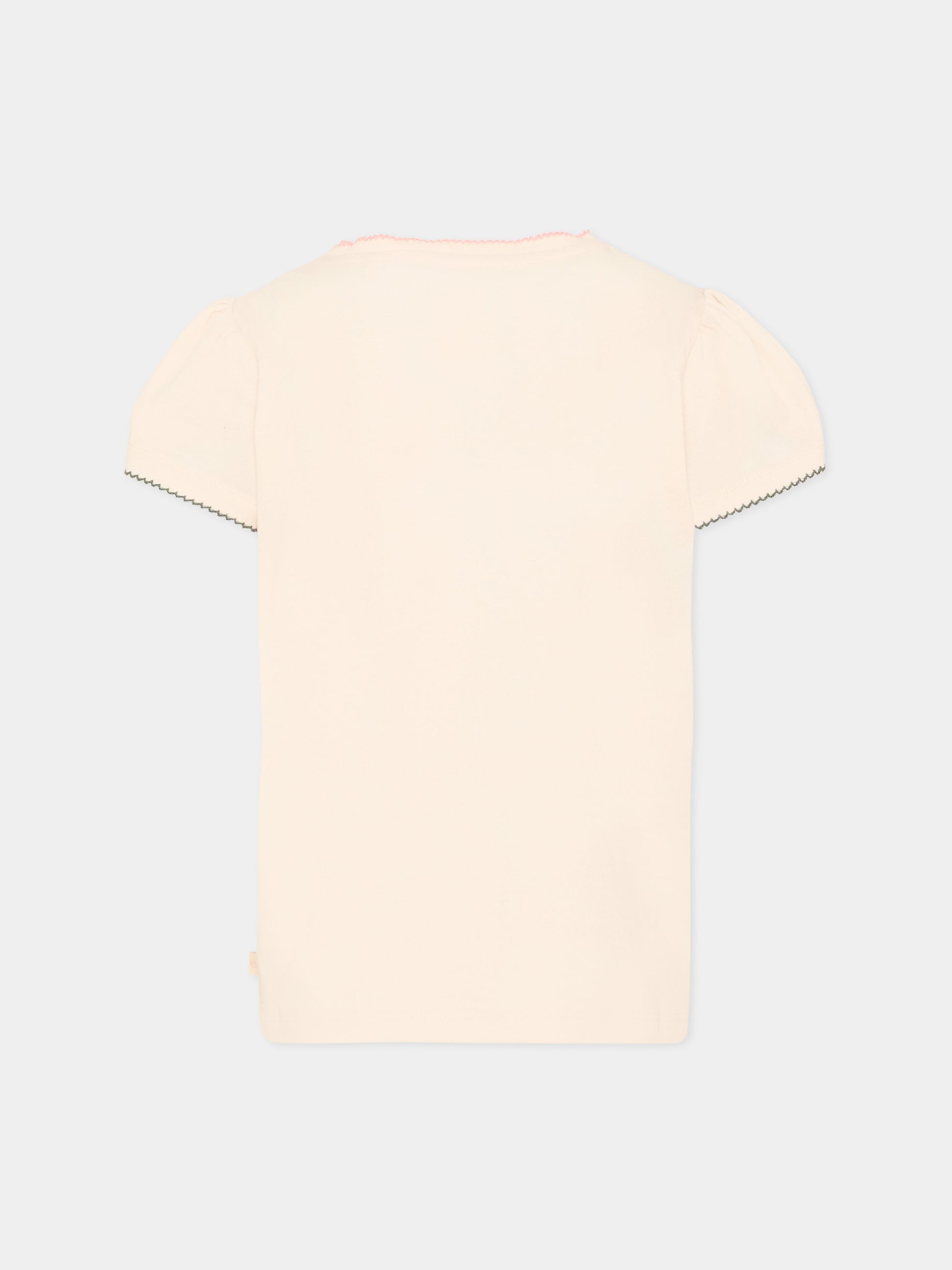 T-Shirt avorio per bambina con paillettes,Konges Sløjd,KS104804 BUTTERCREAM