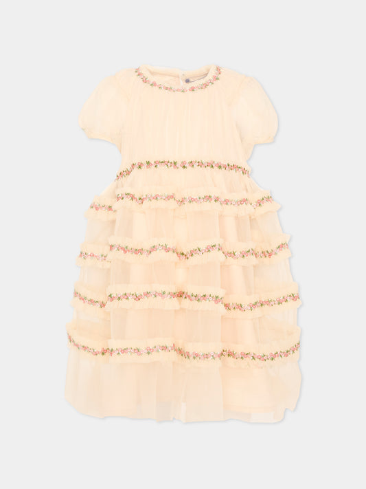 Abito avorio per bambina con ricami,Konges Sløjd,KS104871 BUTTERCREAM