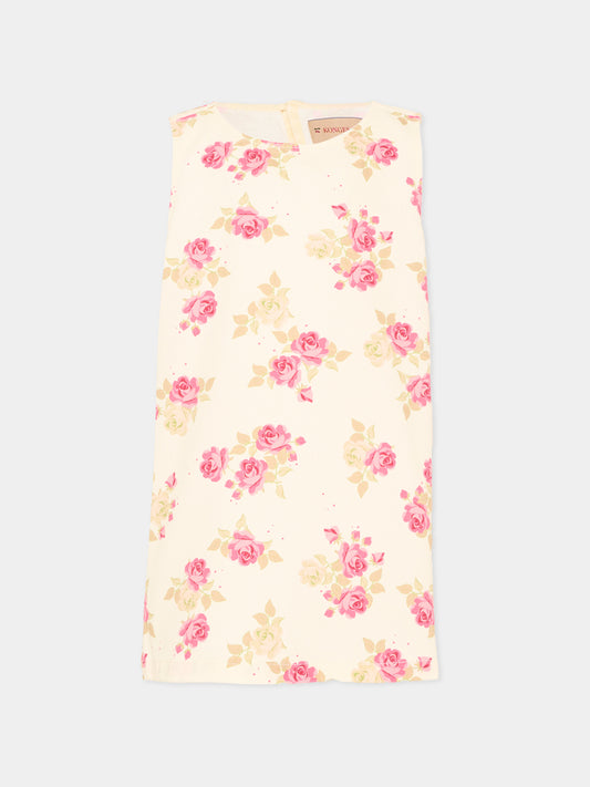 Vestito multicolor per bambina floreale,Konges Sløjd,KS104967 MIDORI BLANC