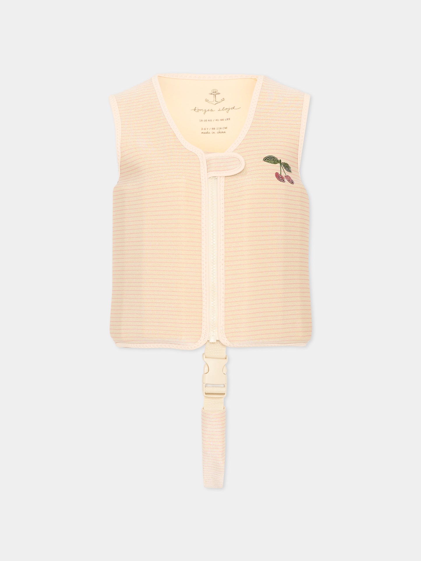 Giubbotto salvagente rosa per bambina con ciliegie,Konges Sløjd,KS104726 ROSE STRIPE