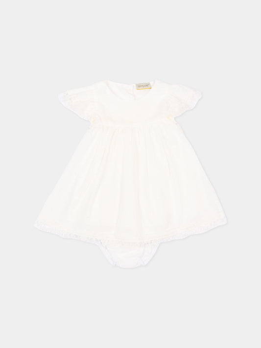 Completo elegante avorio per neonata con pizzo,Gensami,BL-PLUM-F-CO OFF WHITE