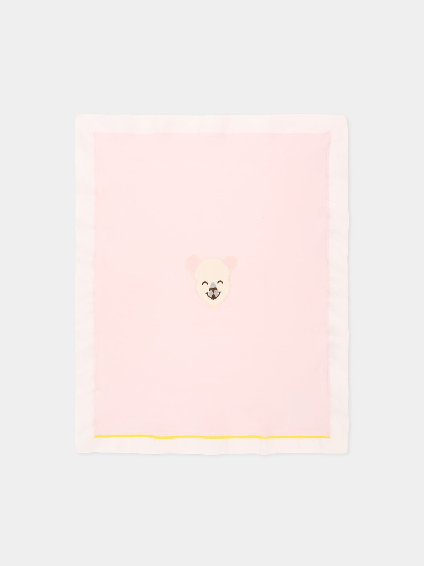 Coperta rosa con ricamo alpaca per neonata,Gensami,BLA-ALP-J LIGHT PINK