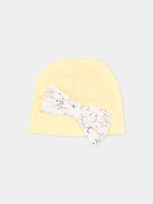 Cappellino giallo per neonata con fiocco,Nanán,E26413G