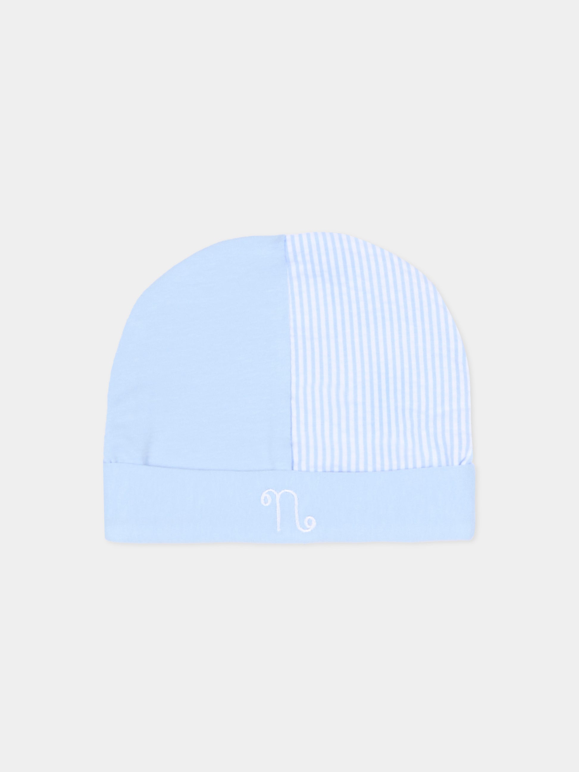 Cappello azzurro per neonato a righe,Nanán,E26131A