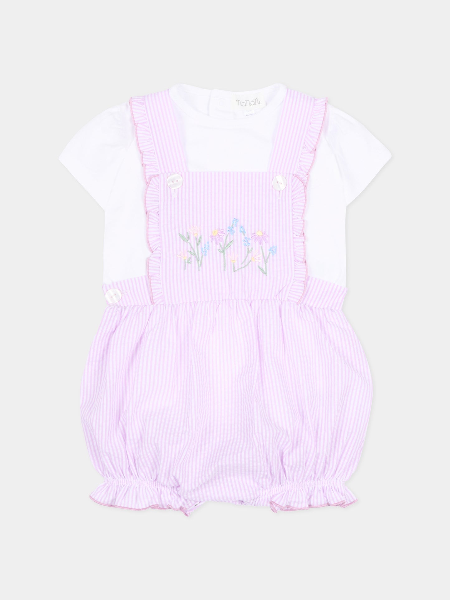 Pagliaccetto lilla a righe per neonata,Nanán,E26479L